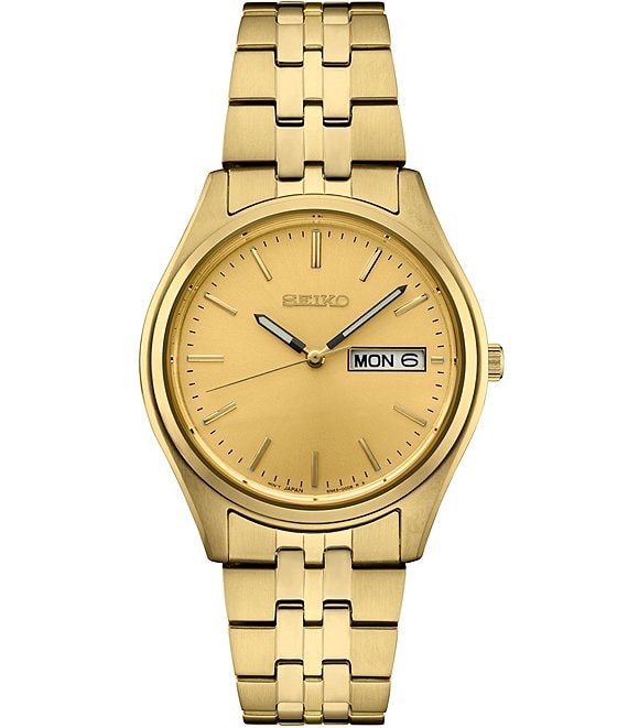 Color:Gold - Image 1 - Men's Essential Quartz Analog Gold Stainless Steel Bracelet Watch