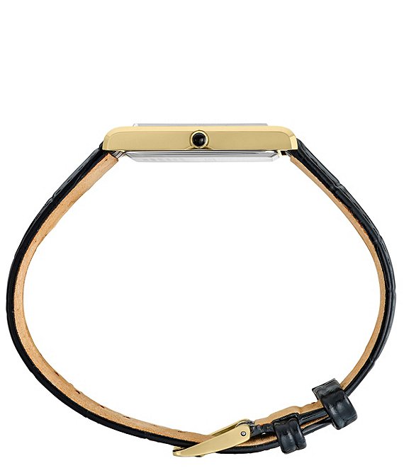 Seiko Men's Essentials Gold Rectangle Quartz Analog Croco Leather