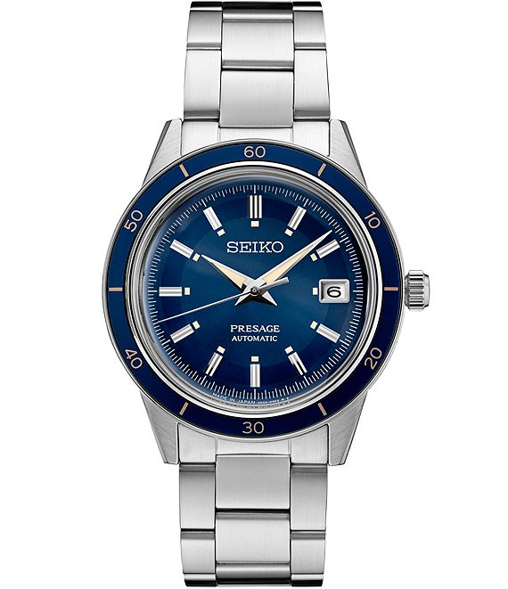 Seiko Men's Presage Cocktail Time Crown Chronograph Stainless Steel Bracelet  Blue Dial Watch | Dillard's