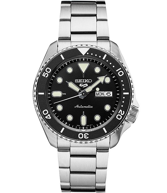 Color:Silver - Image 1 - Men's Seiko 5 Sports Automatic Stainless Steel Bracelet Black Dial Watch