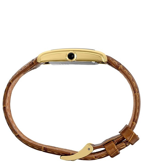 Seiko Women's Essentials Gold Rectangle Quartz Analog Croco