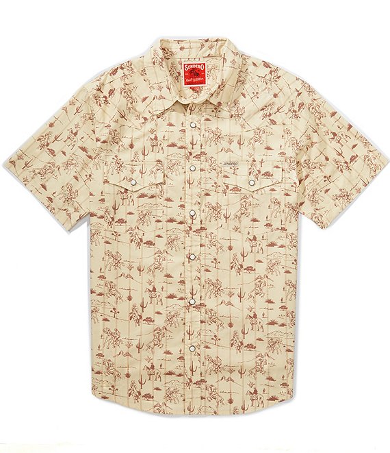 Sendero Provisions Co. The Wyatt Western Cowboy Print Pearl Snap Short Sleeve Woven Shirt
