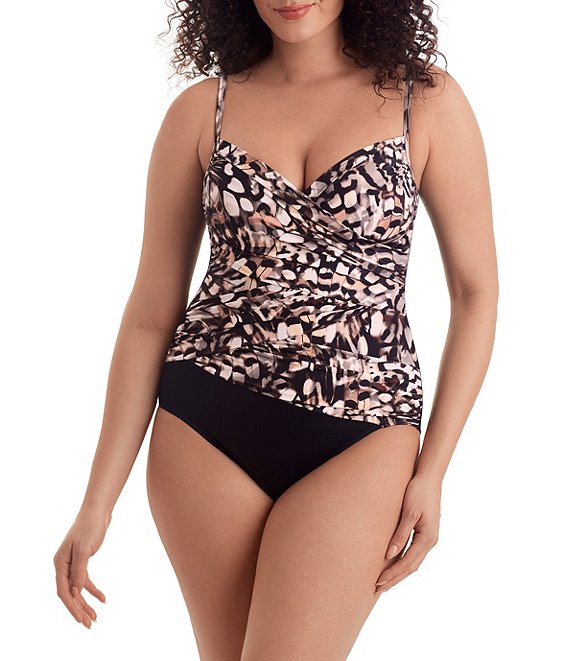 Shape Solver Flutter Mosaic Surplice One-Piece Swimsuit