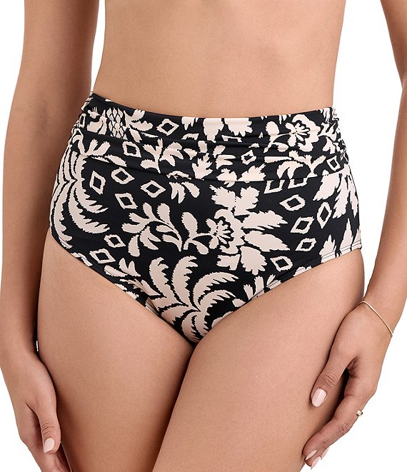 Shape Solver Palm Royale Printed High Waist Pull-On Swim Bottom