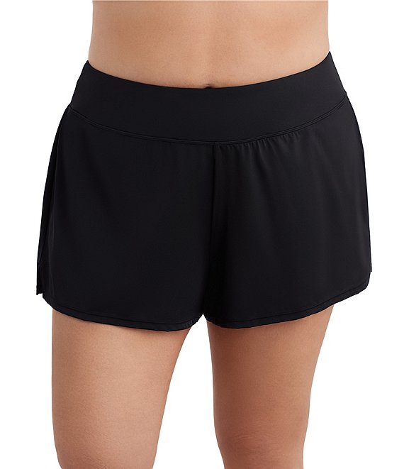 Shape Solver Plus Size Divine Solid Tummy Control Swim Shorts