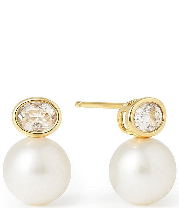 SHASHI Bezel Pearl Drop Earrings