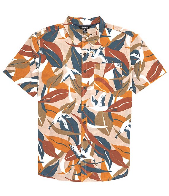 Color:Caramel Sarus Crane - Image 1 - Kongde Short-Sleeve Plaid Woven Shirt