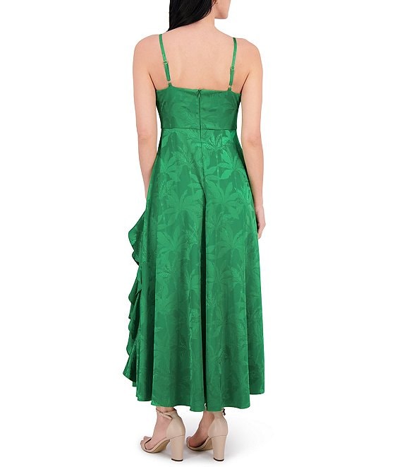 sienna jersey maxi dress Siena Women's V-Neck Long - Trop Green Knot Front Detail