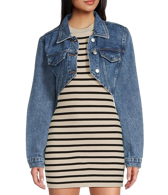 Signature 8 Long Sleeve Cropped Denim Jacket