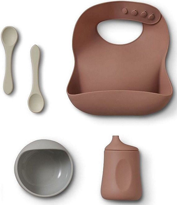 Silver Cross 4-Piece Silicone Mealtime Set, Terracotta - Image 1