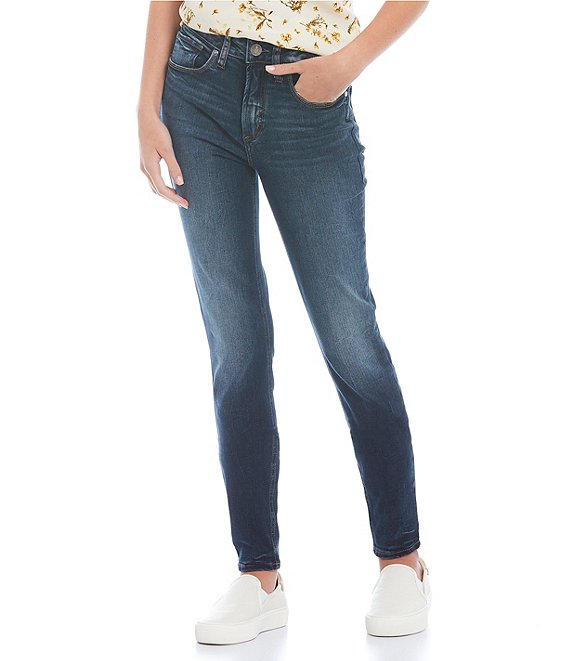 Color:Indigo - Image 1 - Avery High Rise Recycled Polyester Skinny Jeans