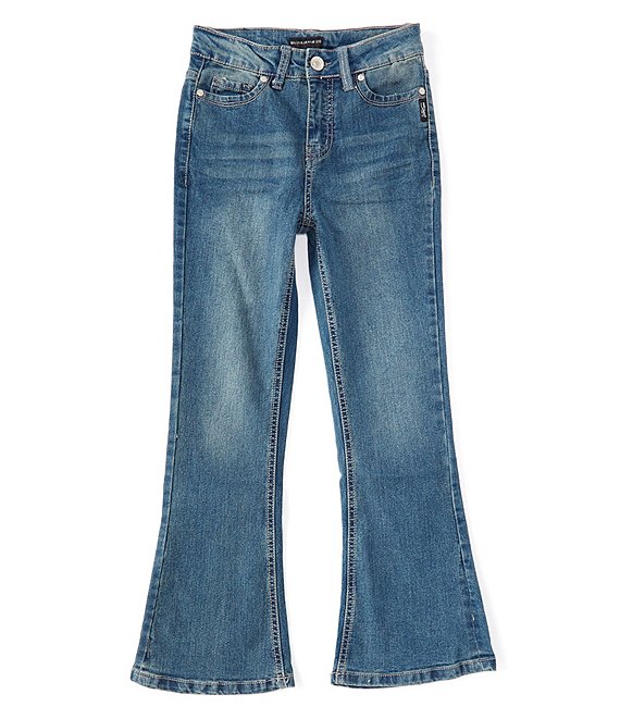 Color:Medium Wash - Image 1 - Big Girls 7-16 High-Waist Flare Leg Jeans