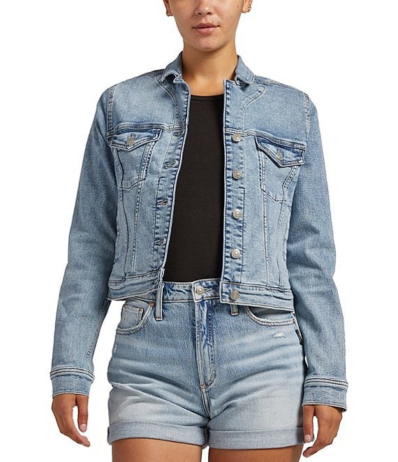 Silver Jeans Co. Button Front Fitted Jean Jacket | Dillard's