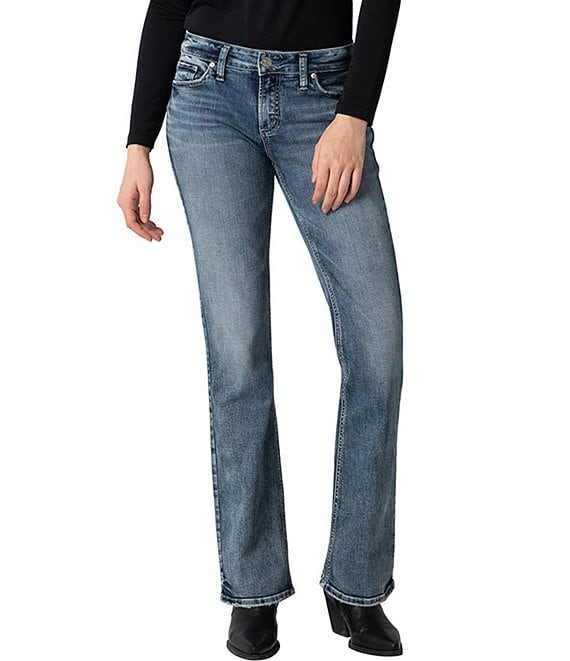 Silver Jeans Co. Elyse Washed Mid Rise Slim Bootcut Jeans | Dillard's