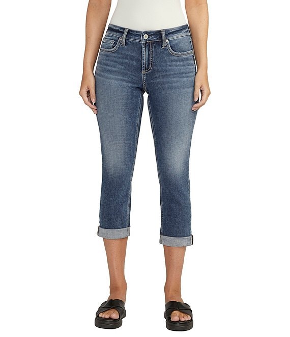 Jeans & Trousers, Cotton Mid Waist Capri