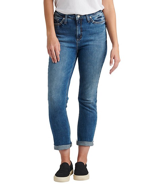 Color:Indigo - Image 1 - Girlfriend Mid Rise Skinny Jeans