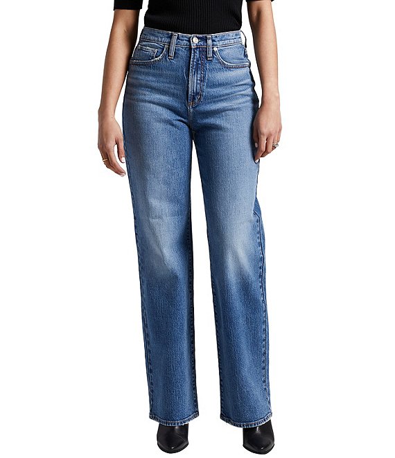 Color:Indigo - Image 1 - Highly Desirable High Rise Wide Leg Trouser Jeans