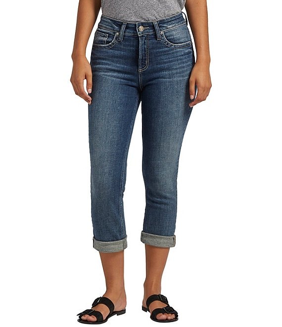 Color:Indigo - Image 1 - Mid Rise Avery Capri Jeans