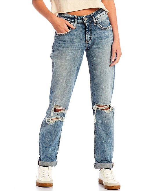 Antique Style Womens Destroyed Boyfriend Hole Jeans Ripped Washed Cuff Skinny Denim Trousers 