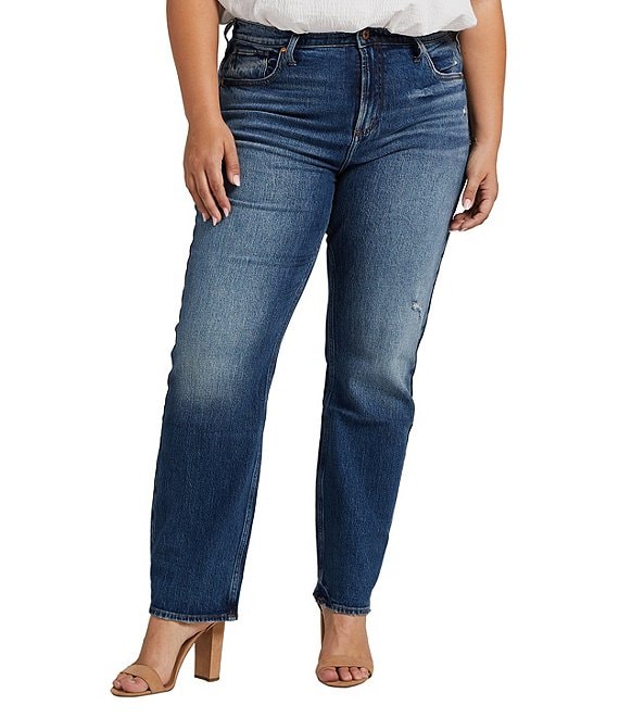 Silver Jeans Co. Plus Size Frisco High Rise Straight Leg Jeans | Dillard's