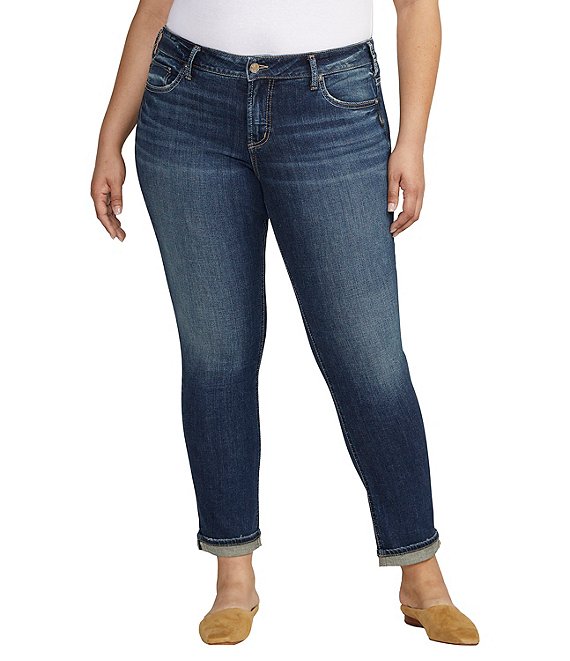 Silver Jeans Co. Plus Size Girlfriend Mid Rise Slim Leg Jeans | Dillard's