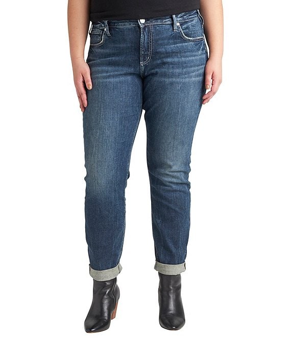 Silver Co. Plus Size Slim Leg Roll Up Hem Jeans | Dillard's