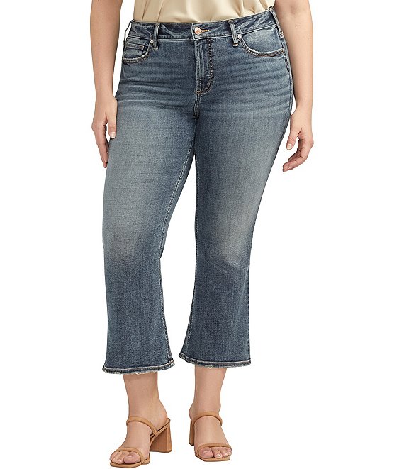 Silver Jeans Co. Plus Size Suki Mid-Rise Kick Cropped Flare Jeans