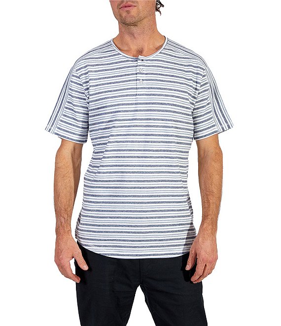 Silver Jeans Co. Short-Sleeve Striped Henley T-Shirt