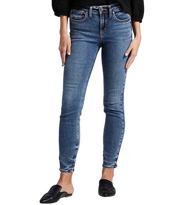 Color:Indigo - Image 1 - Suki Mid Rise Cropped Skinny Jeans