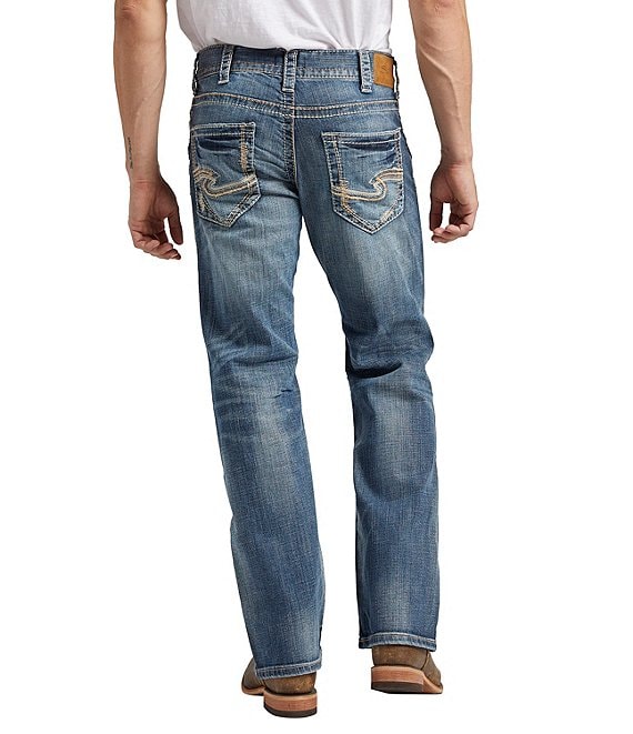 ジーパン Silver Jeans Co. Zac Relaxed Fit Straight Leg Dusted Denim Jeans