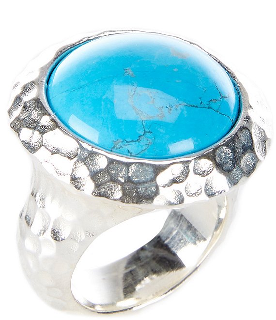 Simon Sebbag Hammered Sterling Silver Turquoise Statement Ring | Dillard's