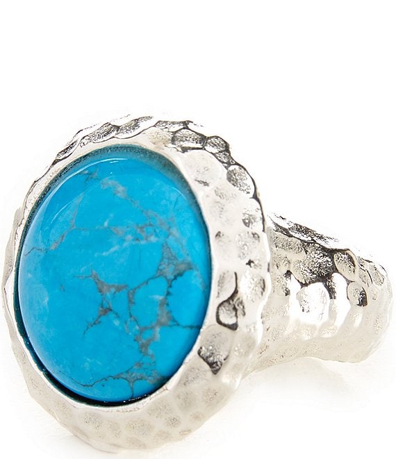 Simon Sebbag Hammered Turquoise Ring