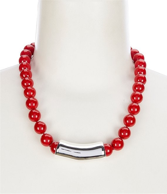 Simon Sebbag Red Shell Sterling Silver Collar Necklace