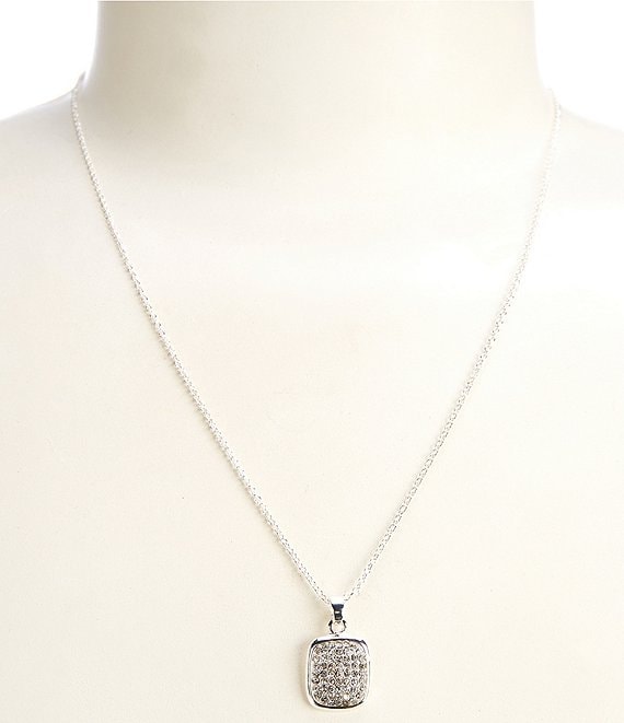 Simplicity Pave Square Short Pendant Necklace