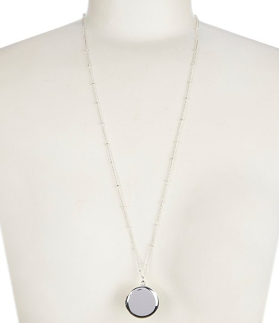 Simplicity Polished Round Locket Long Pendant Necklace | Dillard's