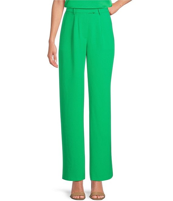 Color:Fresh Green - Image 1 - High Waist Pintuck Side Pocket Trousers