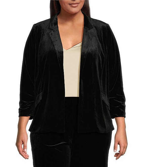 SHEIN SXY Plus Size Slim Fit Velvet Blazer Jacket