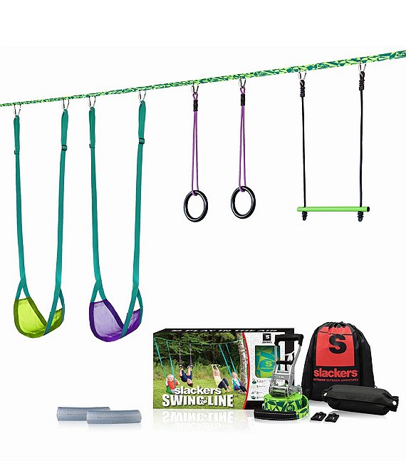 Color:Multi - Image 1 - Slackers Swingline Instant Pop-Up Portable Swing Set & Jungle Gym