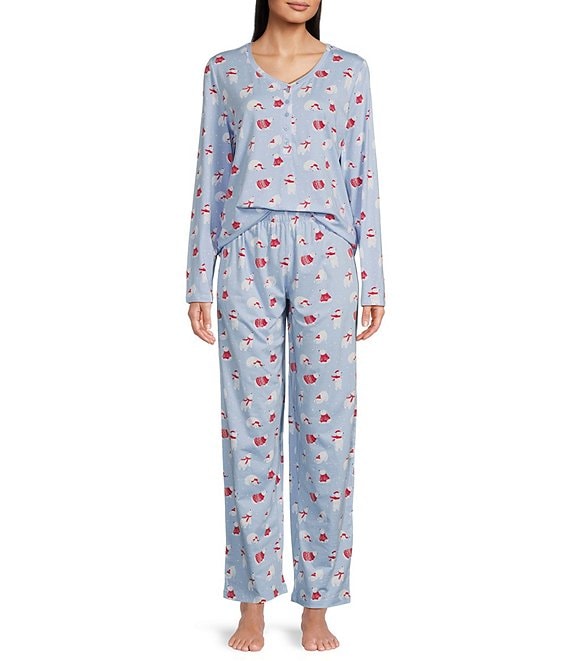 Only Necessities Women's Plus Size Henley Pj Set Pajamas - 3X