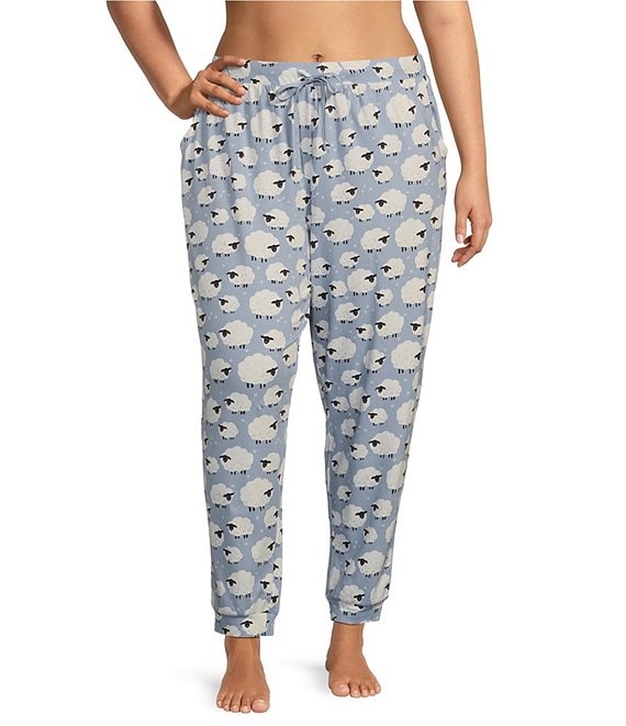 Sleep Sense Plus Size Blue Sheep Knit Drawstring Tie Coordinating Sleep Joggers Dillard s