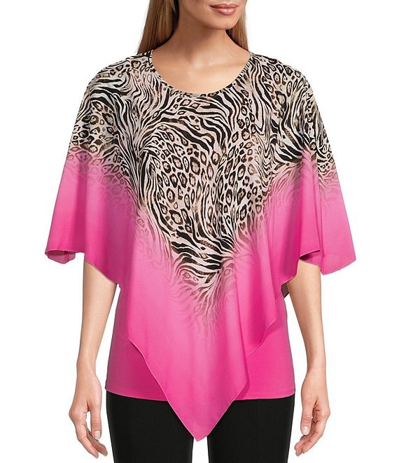 Slim Factor by Investments Animal Ombre Print 3/4 Sleeve Poncho