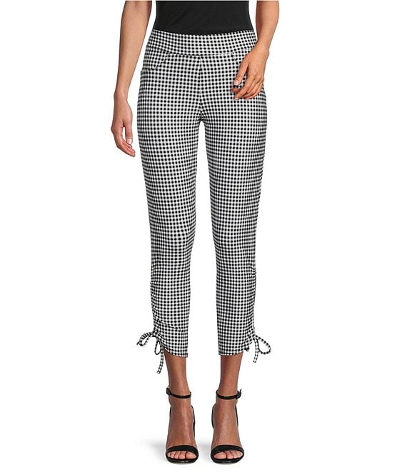 Slim Factor by Investments Gingham Print Ponte Knit Classic Waist ...