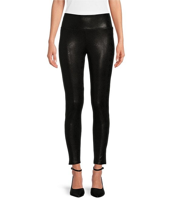 Slim Factor by Investments Lacquered Ponte Wide Waistband Leggings