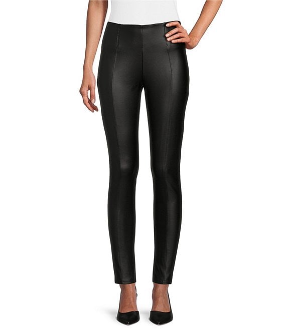 Color:Black - Image 1 - Slim Factor by Investments No Waist Coated Ponte Leggings