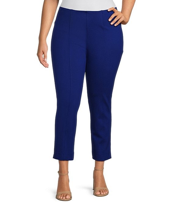 Slim Factor by Investments Plus Size Ponte Knit No-Waist Ankle Pants ...
