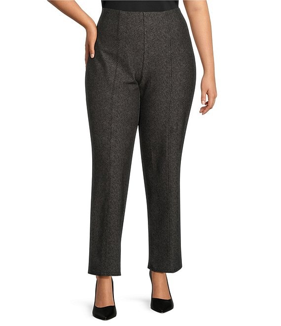 Slim Factor by Investments Plus Size Ponte Knit No Waist Slim Straight  Pants, Dillard's