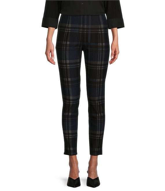 Slim Factor by Investments Ponte Knit No Waist Oversized Plaid Print  Leggings