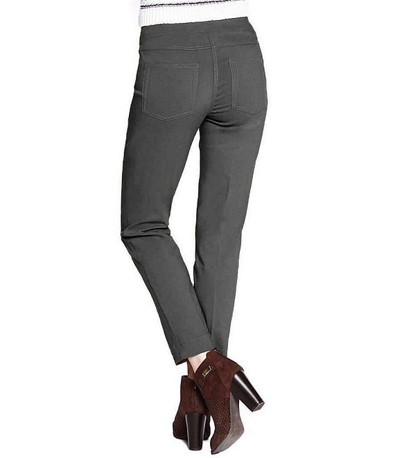 SALSATION スリムパンツ Slimsation® by Multiples Flat Front Straight Leg Pull-On Ankle