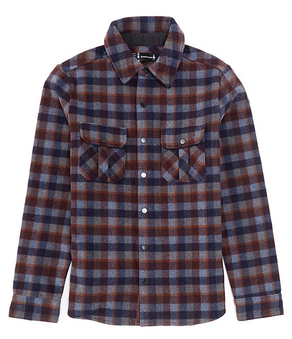 SmartWool Anchor Line Plaid Recycled Brushed Wool Fleece Shirt Jacket ...