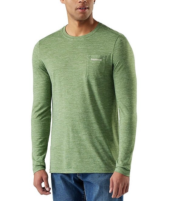 SmartWool Merino Hemp Blend Gear Up Long Sleeve Graphic T-Shirt, Fern Green Heather - Image 1